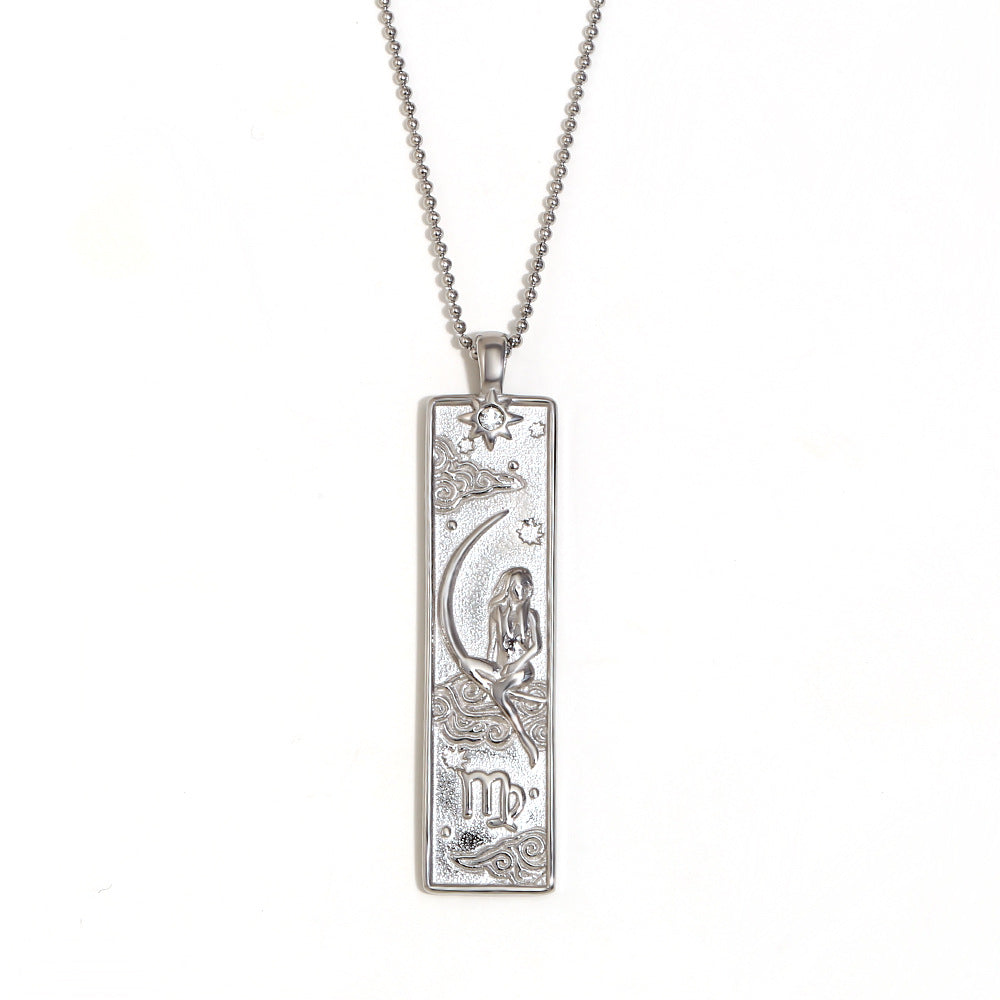 Wholesale Stainless steel plated square twelve zodiac sign necklace
